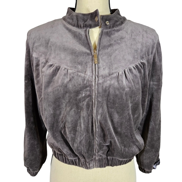 Rare Vintage Inspired Ecko Red Velour Bomber Jacket,JrLarge/WomenSM, Grey/Silver - Picture 1 of 15